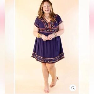 SAVANNA JANE embroidered mini PLUS SIZE 3X boho FLORAL embellished tunic